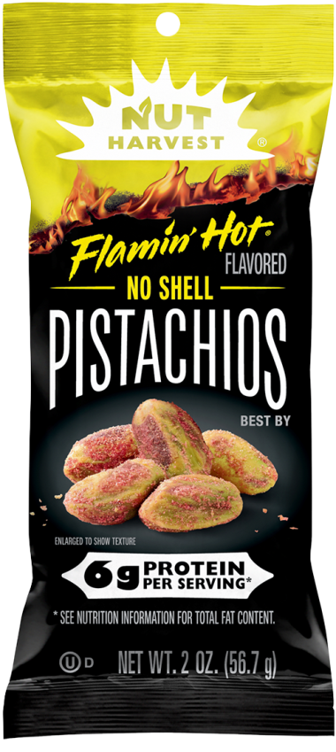 NUT HARVEST® Flamin' Hot® Flavored No Shell Pistachios | Nut Harvest